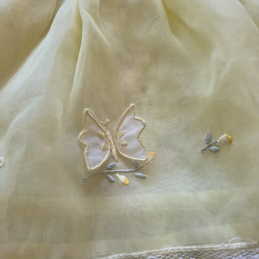 Nanette Vintage Yellow Shear Nylon Dress Baby Size 9 Months